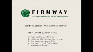 Live Training Session on Audit Confirmation software   Firmway