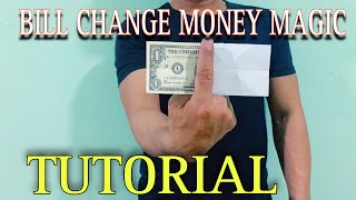 BILL CHANGE MONEY MAGIC TRICK TUTORIAL