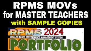 RPMS MOVs for Master Teacher 2024