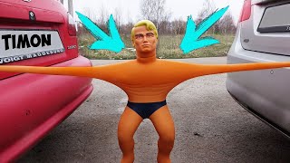 GILA EKSPERIMEN: STRETCH ARMSTRONG VS DUA MOBIL!!!