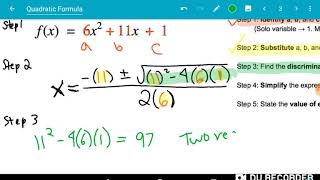 Quadratic Formula Example 1