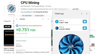 Tonix App 21/8 Vẫn Rút #Ton Coin ổn nha Mọi Người,  ref được tính + Hashrate khi làm Missions