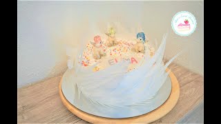 Einhorn Torte I Babyeinhornnest - Torte I Federn aus Esspapier Tutorial