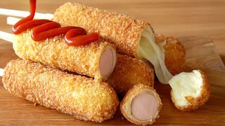 치즈가 쭉쭉~ 식빵으로 간단하게 만드는 핫도그 / 쉬운 레시피/Cheese corn dog/hot dog