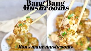 Bang Bang Lion's Mane Mushrooms | Air Fried Mushrooms and Bang Bang Sauce by Pretty Brown Vegan