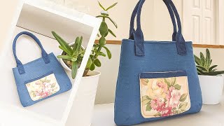 DIY Sweet Little Denim and Floral Handbag | Old Jeans Idea | Bag Tutorial