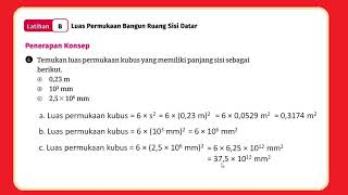 Temukan luas permukaan kubus yang memiliki panjang sisi sebagai berikut 0,23 m (Latihan B)