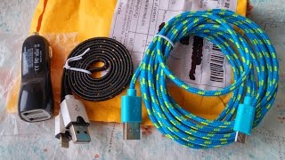 Зарядное USB от прикуривателя Old Shark и Трёх метровый USB кабель с AliExpress