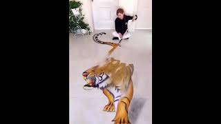 رسم ثلاثي الابعاد  بالرمل على الارض لايفوتكم روعة || 3D Street Art Painting