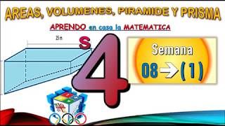 4TO DE SECUNDARIA/ SEMANA 8 -1 / AREAS, VOLUMENES,  PRISMA/ CALCULO DE VOLUMEN DE AGUA EN PISCINA