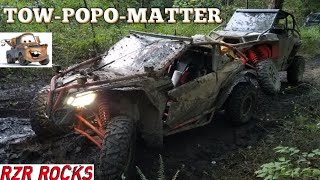 Can-am X3  "TOWS"  a Polaris RZR 1000XP out of the woods after RZR breaks down. PART 3