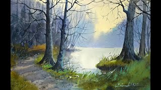 Watercolor painting landscape tutorial