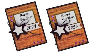 new year card 2024 | new year card school project | happy new year card |