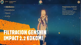 Filtración  Genshin Impact   KOKOMI Y THOMA. constelaciones talentos perfil.