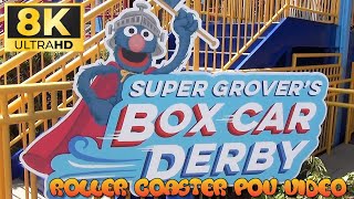 Super Grover's Box Car Derby Roller Coaster POV (SeaWorld - Orlando, FL) - 8K Front Row POV Video