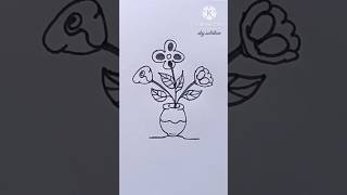 🥰🥰🥰flowers drawing with pot , #shorts #short #shortvideo