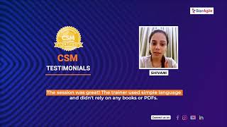 Certified Scrum Master (CSM) Course Testimonial by Shivani | StarAgile Reviews