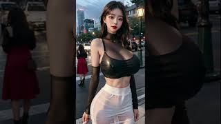 [4K] AI 룩북 Lookbook 왕가슴의 섹시한 검정옷 여성