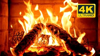 Fireplace at Night 4K 🔥 Cozy Fireplace (10 HOURS). Fireplace video with Burning Logs & Fire Sounds