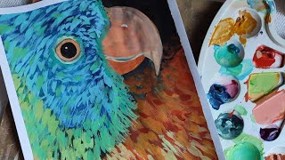 @🩵💛how to draw a bright gouache parrot🦜як намалювати яскравого  папугу гуашшю🎨🖌️#painting #gouache