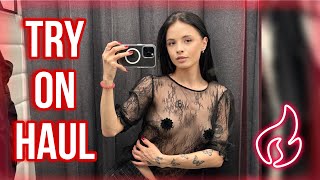 [4K] Transparent Outfits In Dressing Room | Try on Haul with Karina