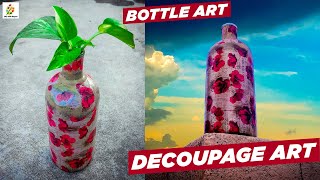 DIY Bottle Art || Decoupage art || Bottle Decoration || Easy Tutorial || DIY with Sayan