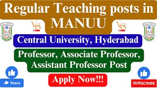 REGULAR FACULTY RECRUITMENT 2024 || REGULAR TEACHING POSTS IN MANUU || VACANCYGATE ||