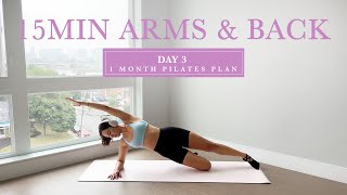 DAY 3 - 1 Month At Home Pilates Plan // 15MIN Hourglass Abs, Arms & Back // madeleineabeid