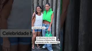 Carolina Dieckman e Débora Secco atendendo os fãs