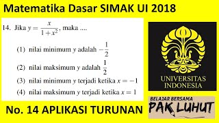 #SIMAKUI Pembahasan SIMAK UI 2018 Matematika Dasar Kode 631 No 14 Aplikasi Turunan