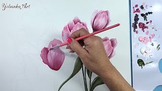 Técnica sencilla de pintura acrílica /Como pintar Tulipanes