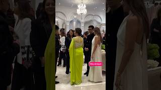 The most Beautiful and Elegant #MrsNitaAmbani wearing a Custom Made Neon Green saree @jioworldplaza