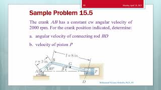 Lecture 20: Kinematics of Rigid Bodies -3