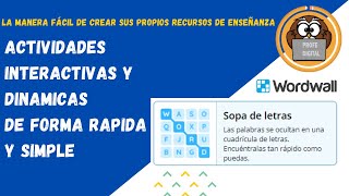 2023 WORDWALL -  DISEÑA TUS PROPIAS ACTIVIDADES INTERACTIVAS Y  DINAMICAS: SOPA DE LETRAS