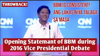 THROWBACK 🔥 Bongbong Marcos Opening Statement during 2016 Vice Presidential Debate