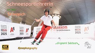 Schneesportlehrerin auf dem Skiteppich  Europark Salzburg