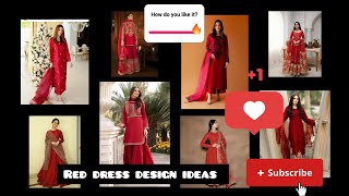 latest red  colour dress design for girls 2024 red colour dress design