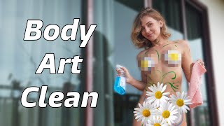 4K Body art Transparent cleaning Windows  with Kriss