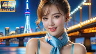 City of Lights: AI Girl Sophia's Captivating Experience of Seoul's Enchanting Night Skyline