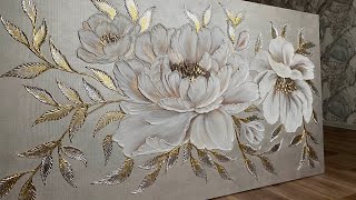 Texture paste painting "Peony" /Painting process/sounds of nature