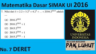 #SIMAKUI Pembahasan Soal SIMAK UI 2016 Matematika Dasar No 7 Deret