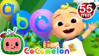 ABC Song with Balloons + More Nursery Rhymes & Kids Songs | Moving and Learning With FUN CoComelon