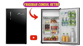 LANÇAMENTO COM ESTILO DA CONSUL / Frigobar Consul Retrô 117 Litros Preto Vinil - CRA12AE