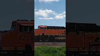 BNSF 4887 and BNSF 6786 sitting in the siding waiting. #bnsftrains #bnsfrailroad