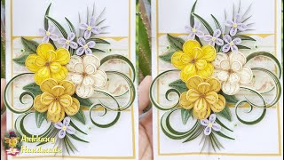 quilling flower tutorial  | DIY paper flower greeting card , handmade gift