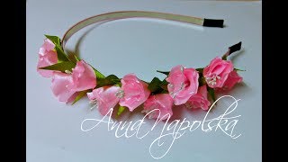 Обруч із в'юнками канзаши. Ободок с вьюнками своими руками. Convolvulus kanzashi headband