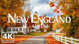 Amazing Autumn Movie 4K New England - Soothing Piano Music - Natural Scenery