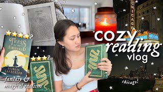 reading vlog 🦎🍓🕯️ cozy vibes, fantasy, & last days in chicago