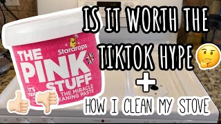 HOW I CLEAN MY WHITE STOVE l REVIEWING THE “PINK STUFF” l VIRAL TIKTOK CLEANER l MICHELLE RIVERA