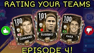 RATING & REVIEWING YOUR TEAMS EPISODE 4! IMPROVEMENT SUGGESTIONS! FIFA MOBILE 20!